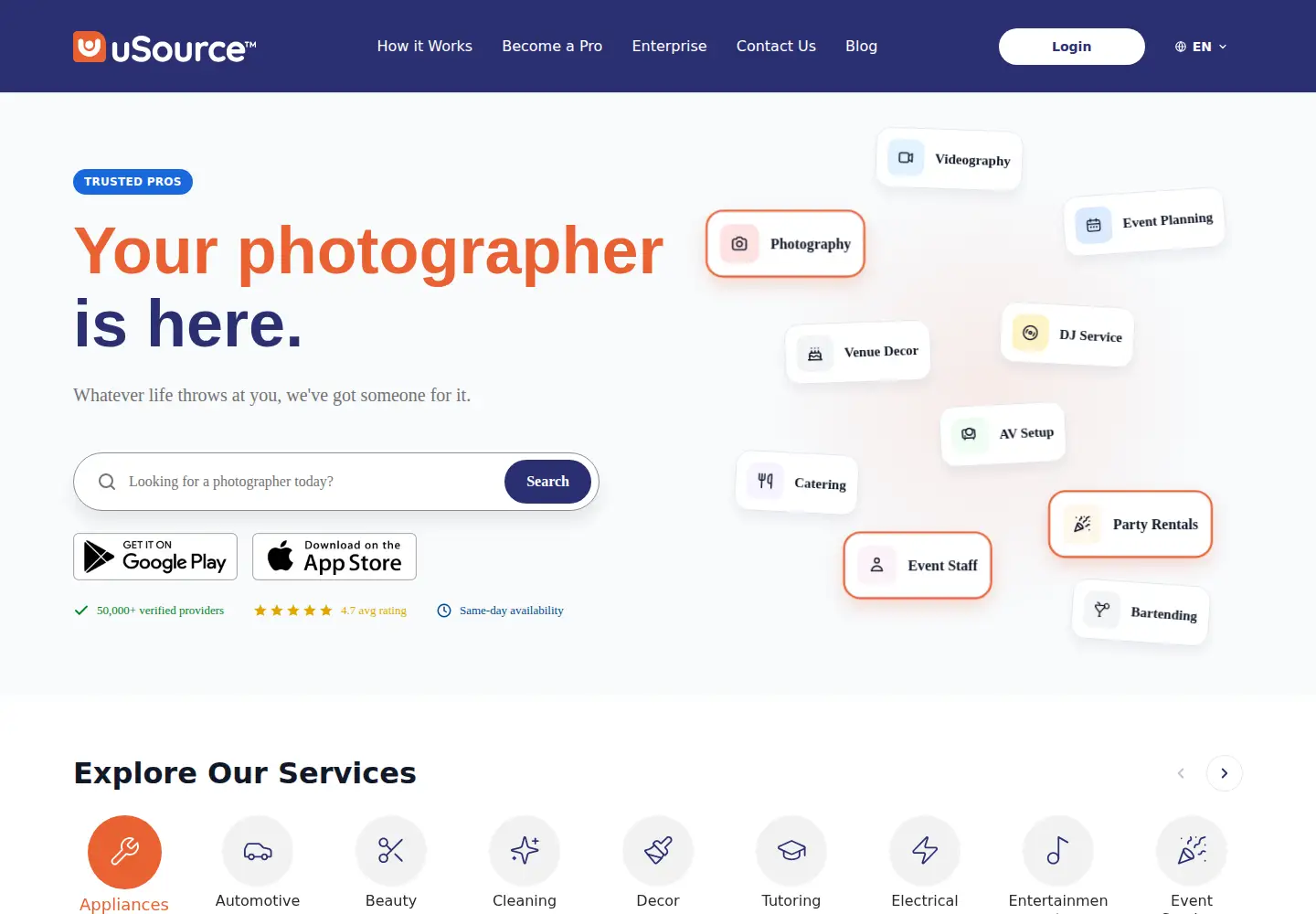 Captured homepage of usource.com in the current scan