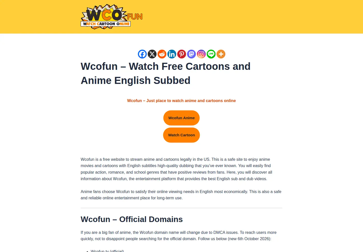 Screenshot of wcofun.watch