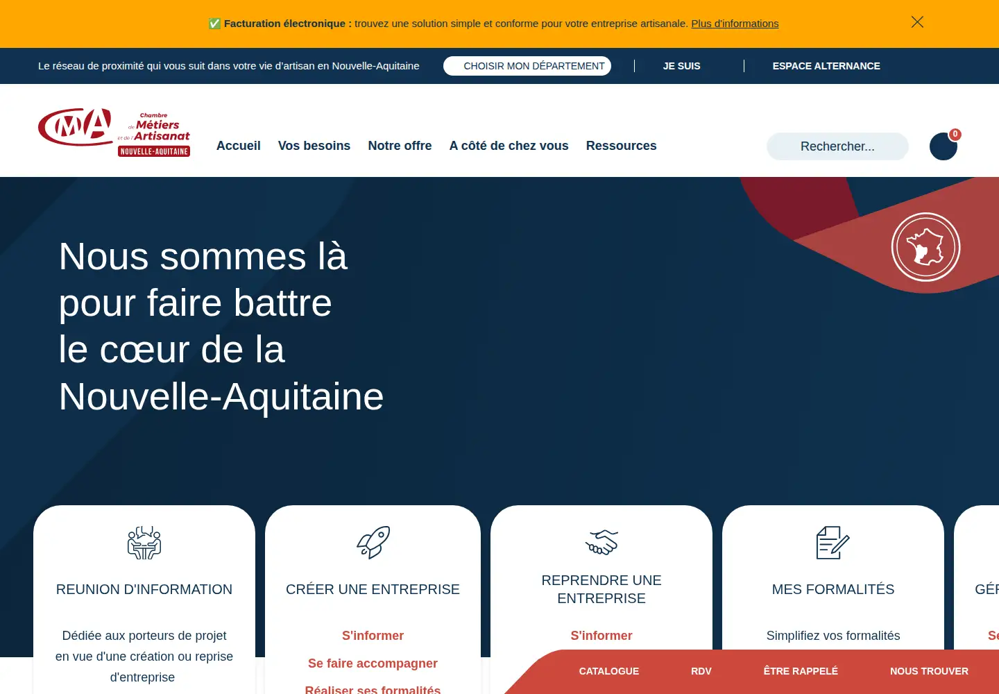 Screenshot of artisanat-nouvelle-aquitaine.fr