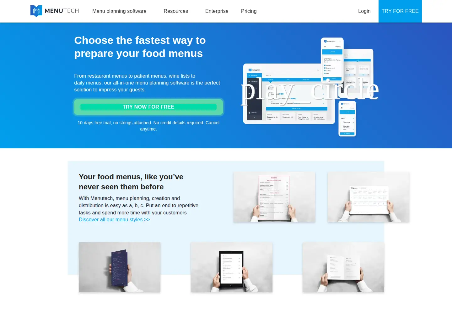 Screenshot of menutech.com