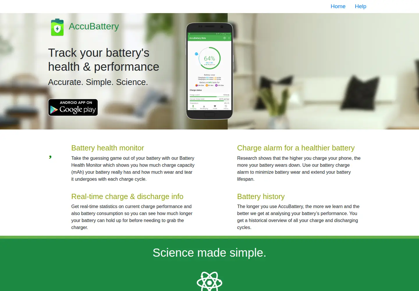 Screenshot of accubatteryapp.com