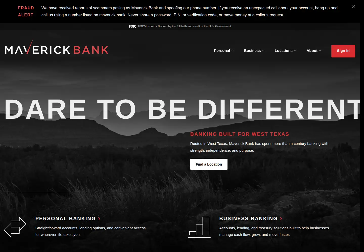 Screenshot of maverick.bank