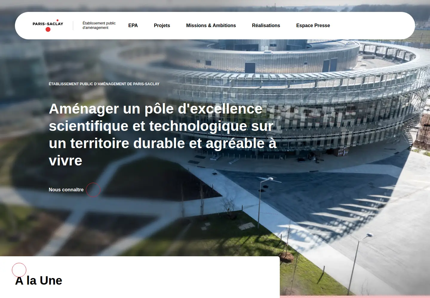 Captured homepage of epa-paris-saclay.fr in the current scan