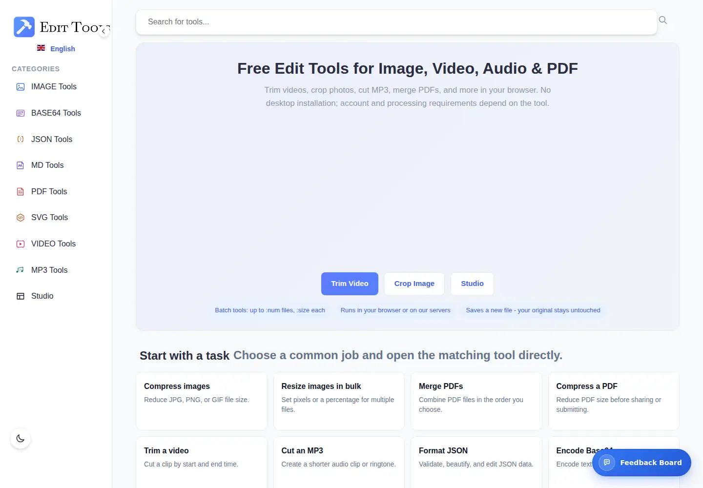 Screenshot of edittools.org