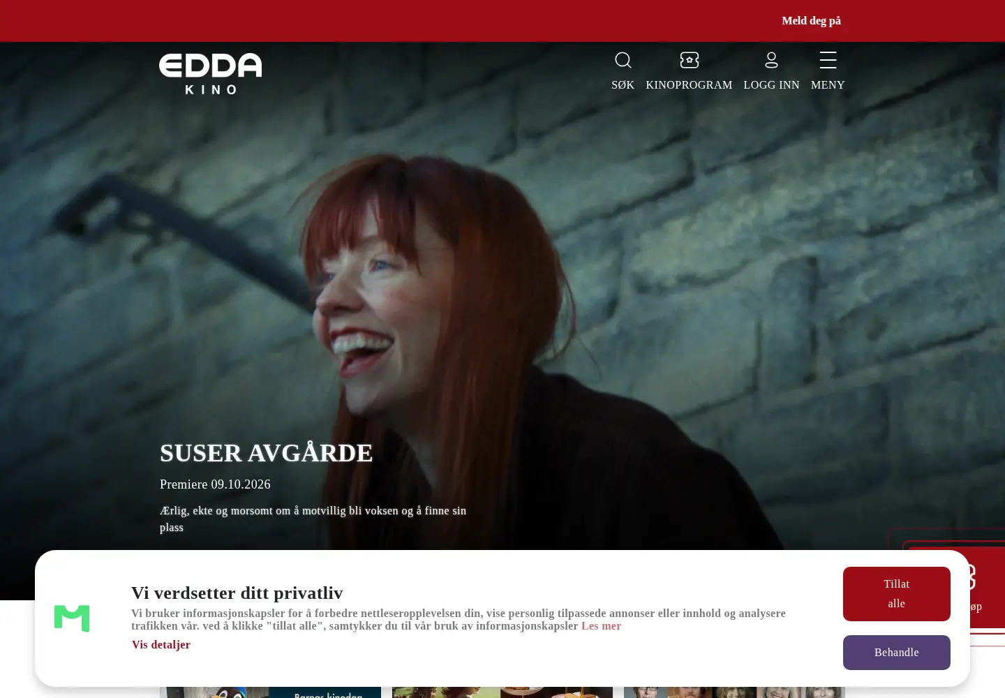 Captured homepage of edda-kino.no in the current scan