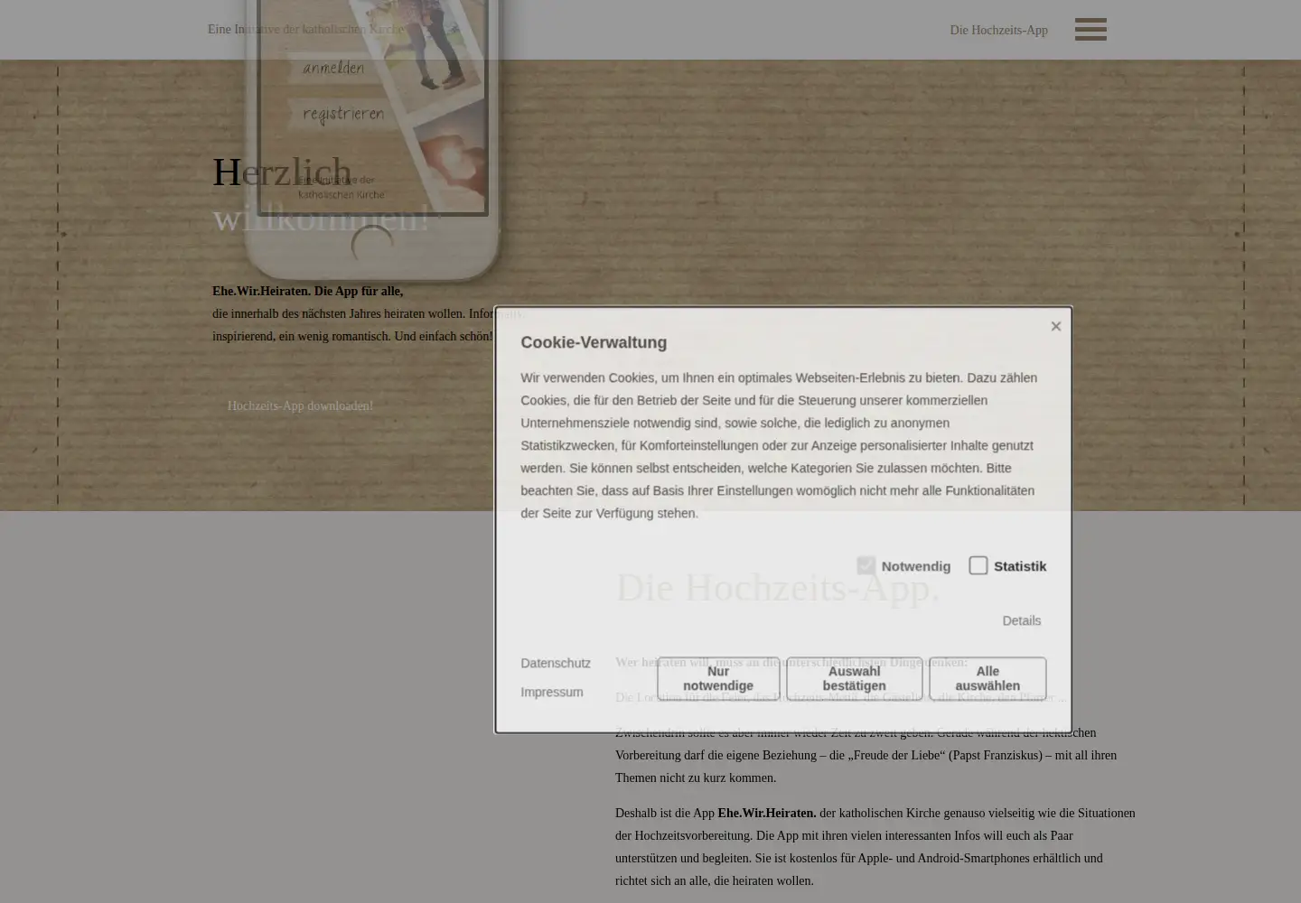 Captured homepage of ehe-wir-heiraten.de in the current scan