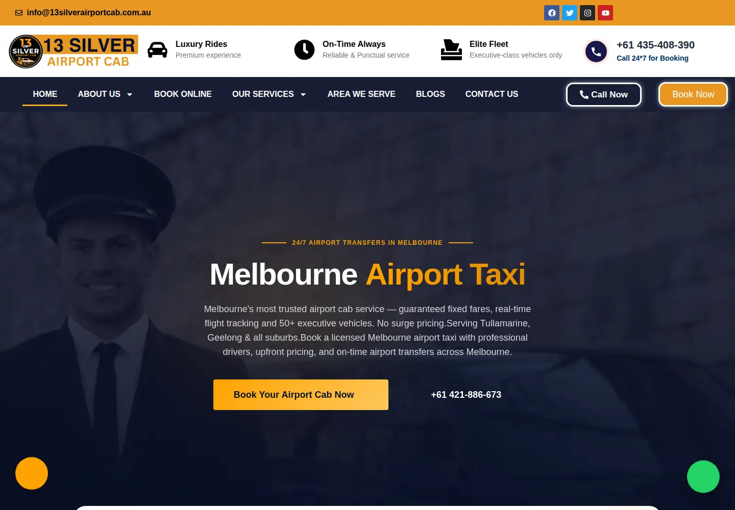 Screenshot of 13silverairportcab.com.au