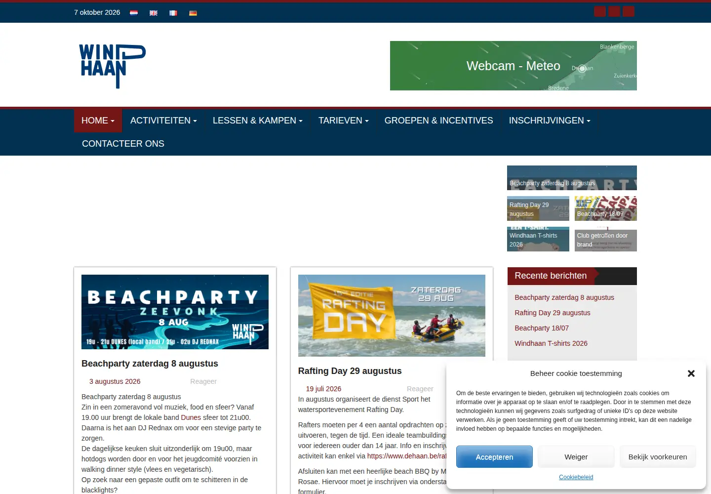 Captured homepage of windhaan.be in the current scan