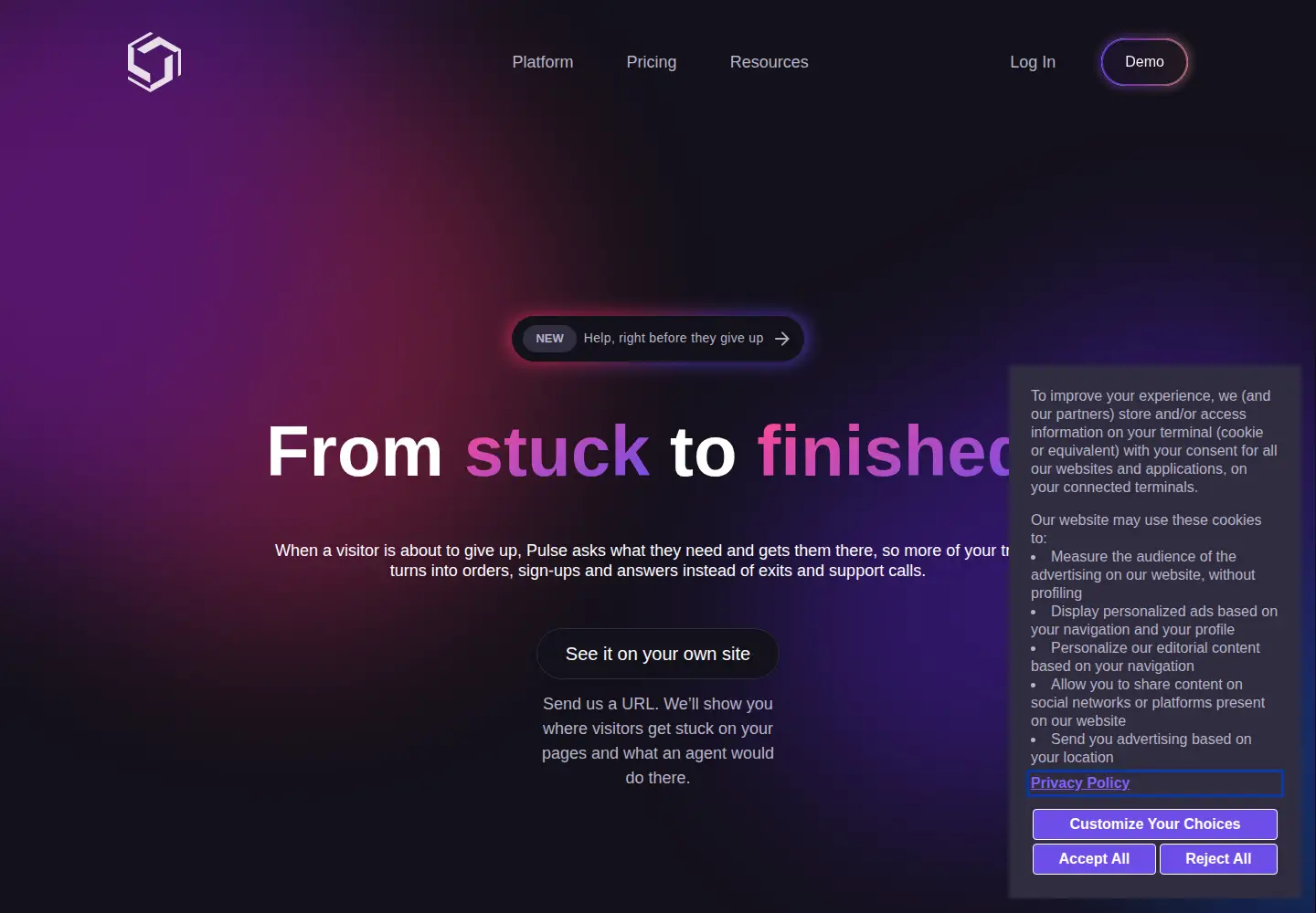 Captured homepage of pulseinsights.com in the current scan