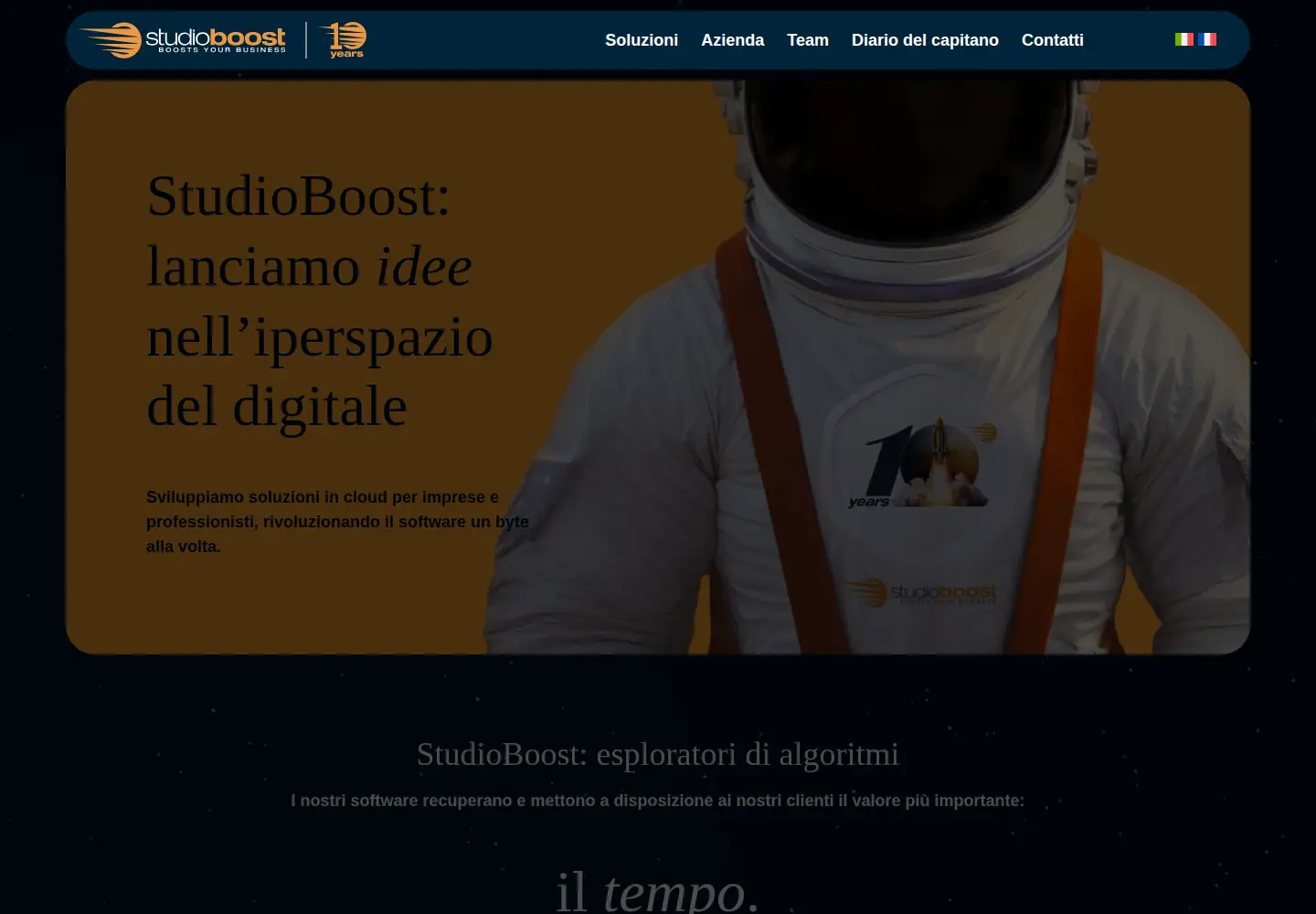 Captured homepage of studioboost.it in the current scan