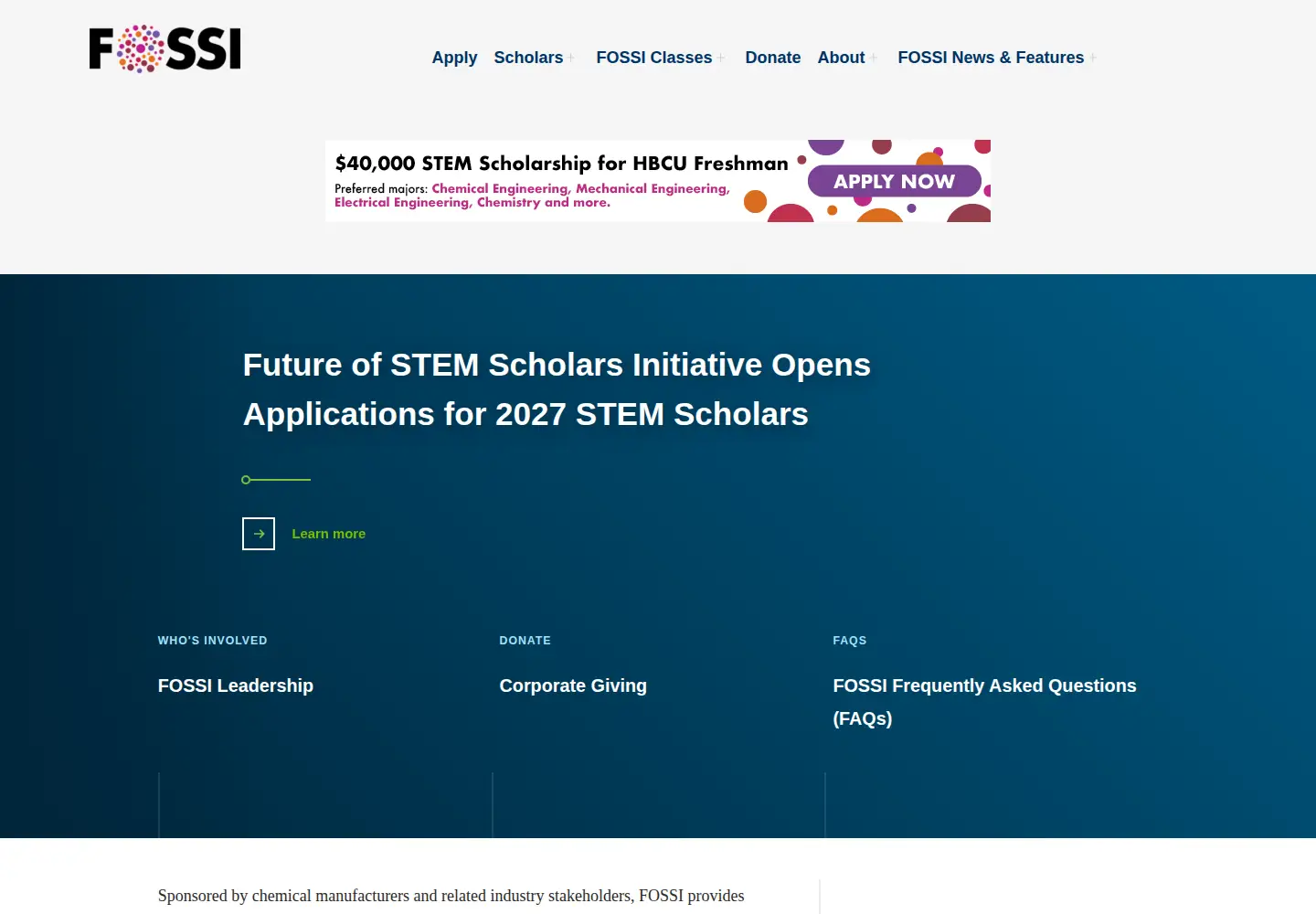 Screenshot of futureofstemscholars.org