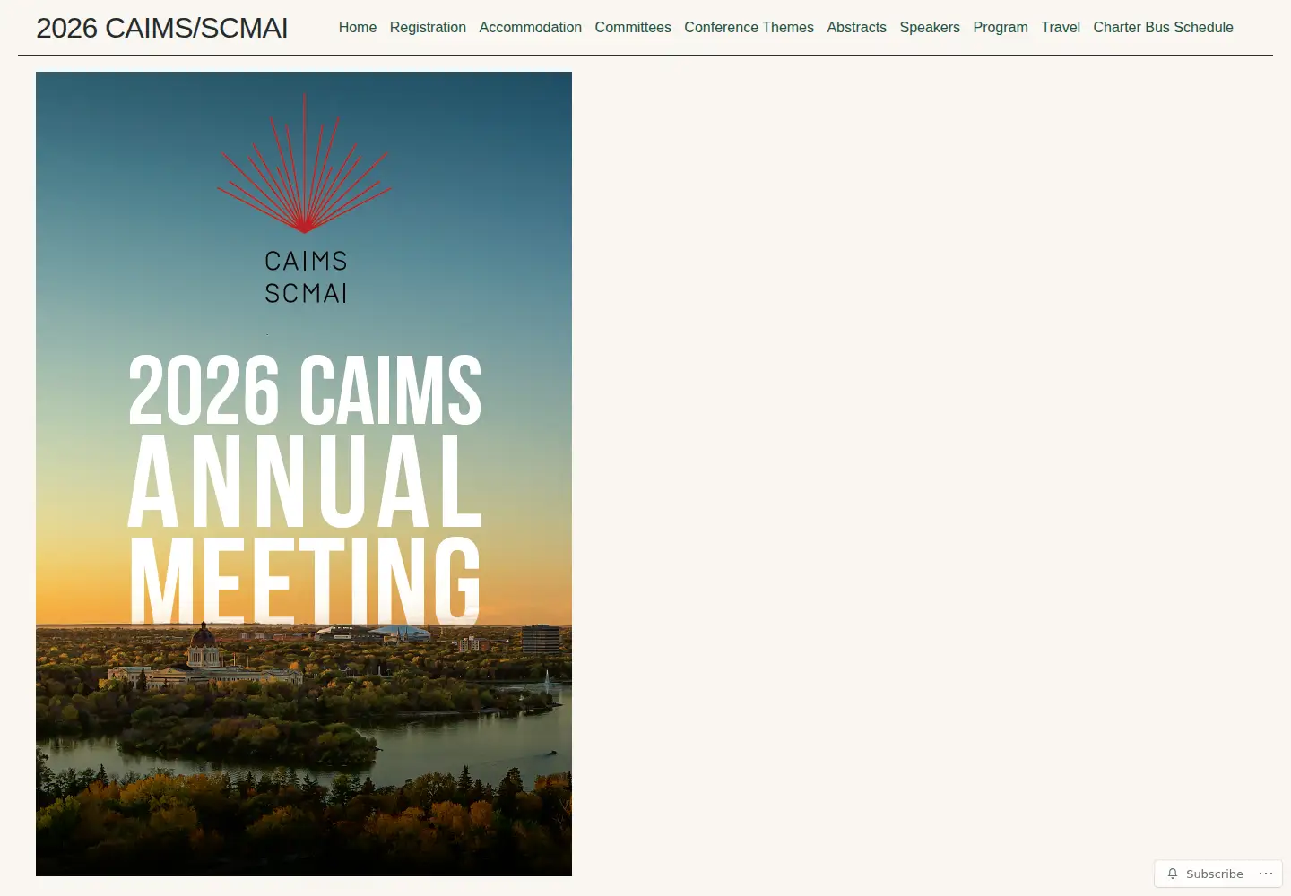 Captured homepage of caims2026.org in the current scan