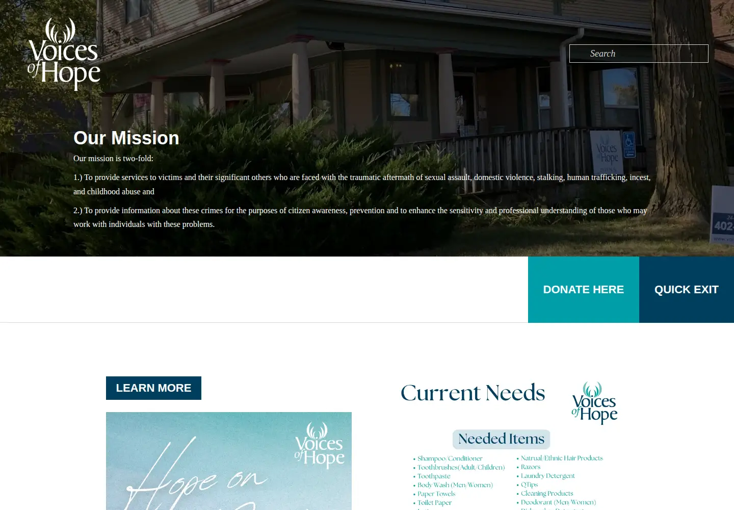 Screenshot of voicesofhopelincoln.org