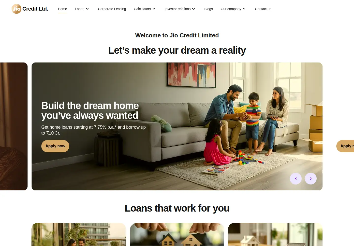 Screenshot of jiocredit.in