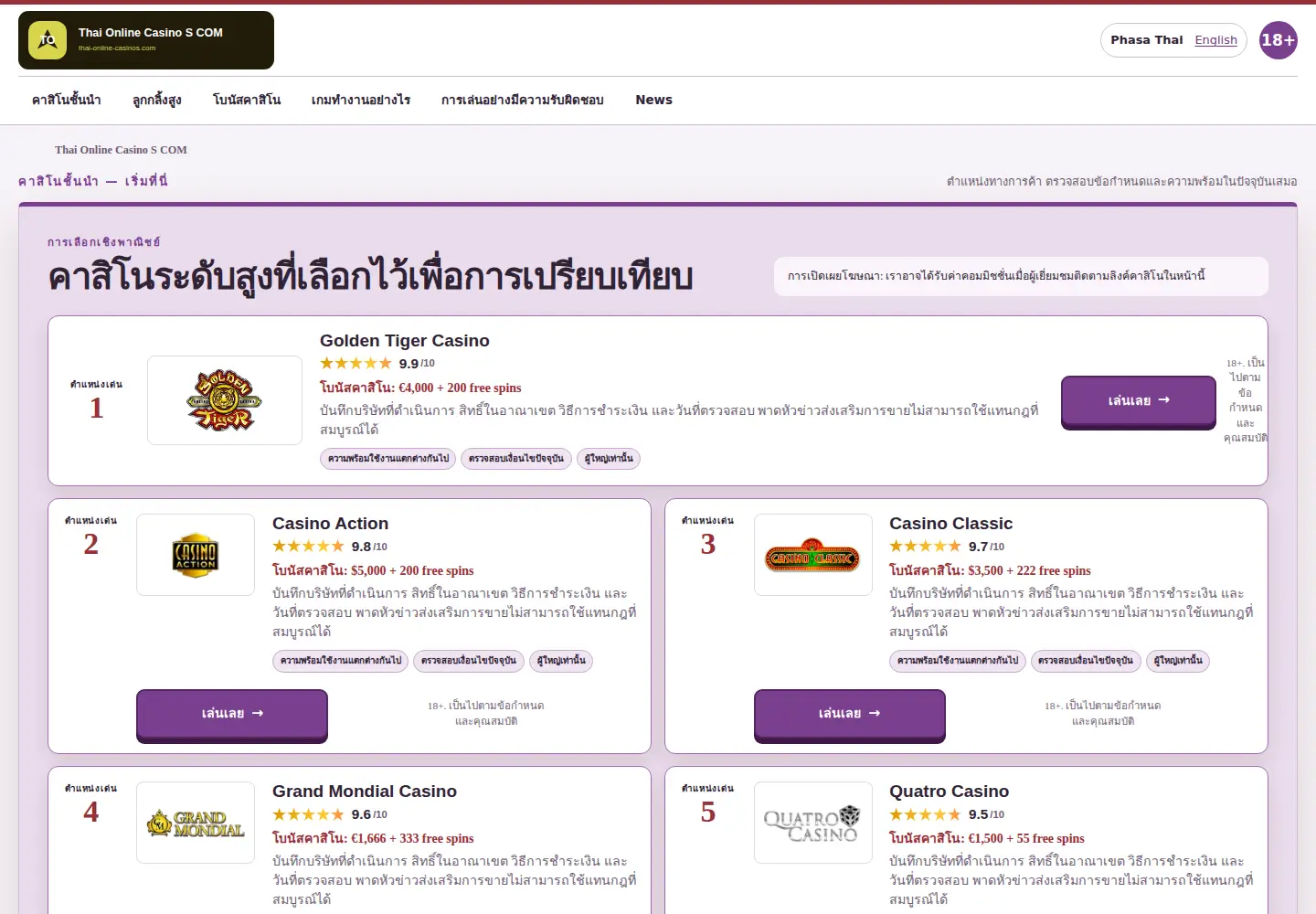 Screenshot of thai-online-casinos.com