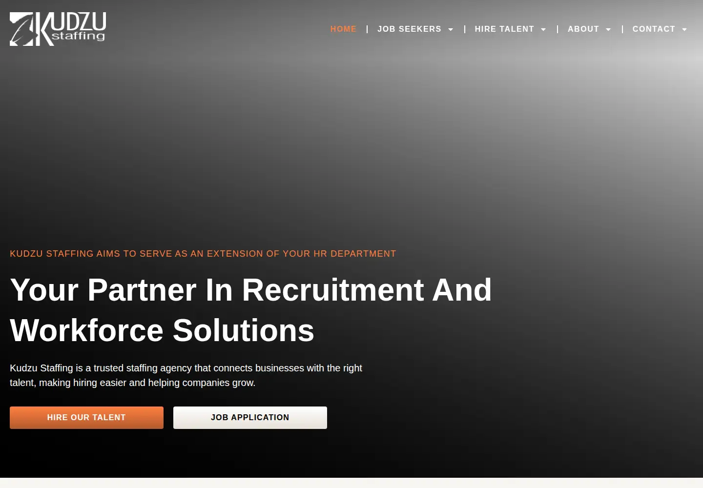 Screenshot of kudzustaffing.com