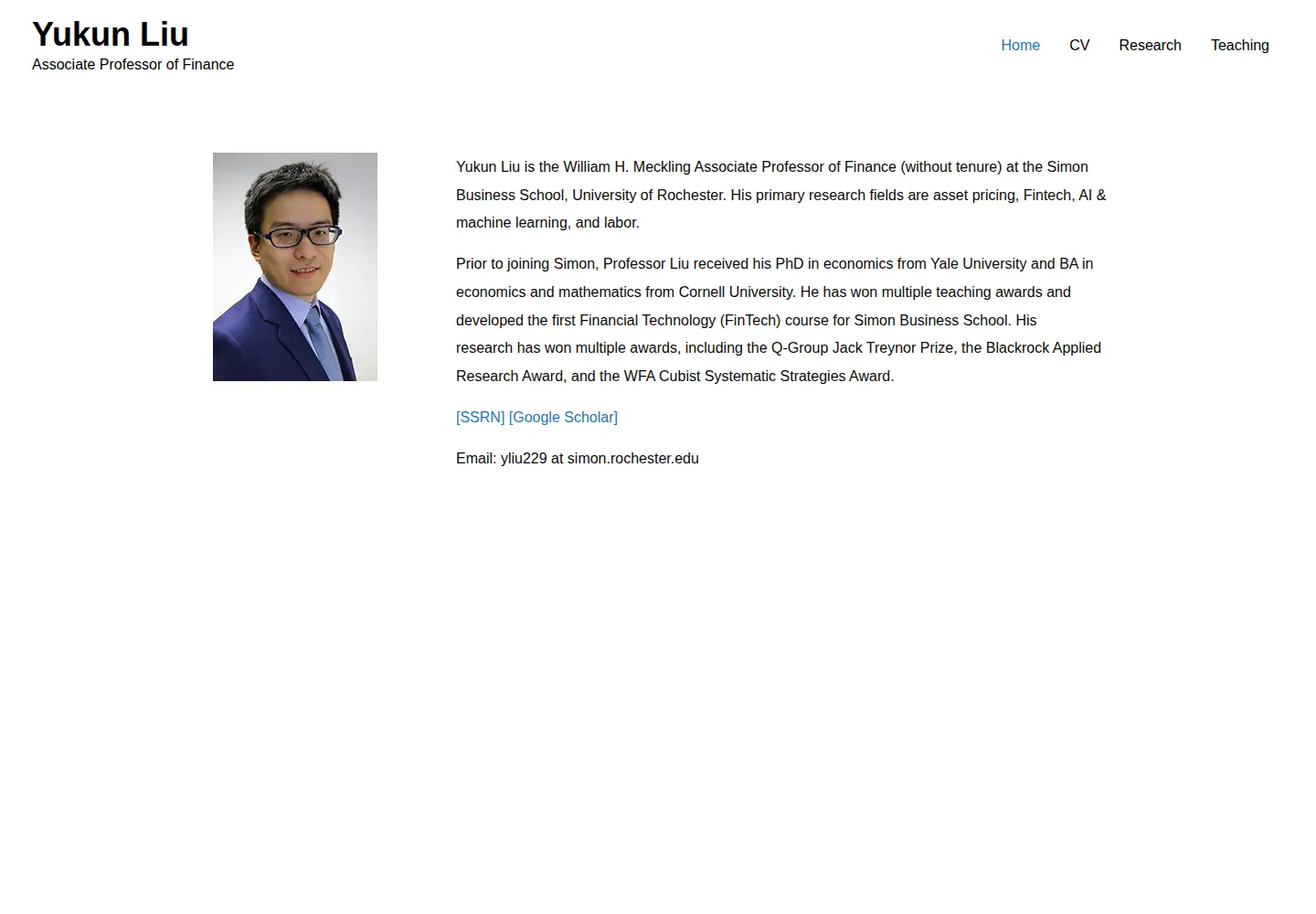 Screenshot of yukunliu.com