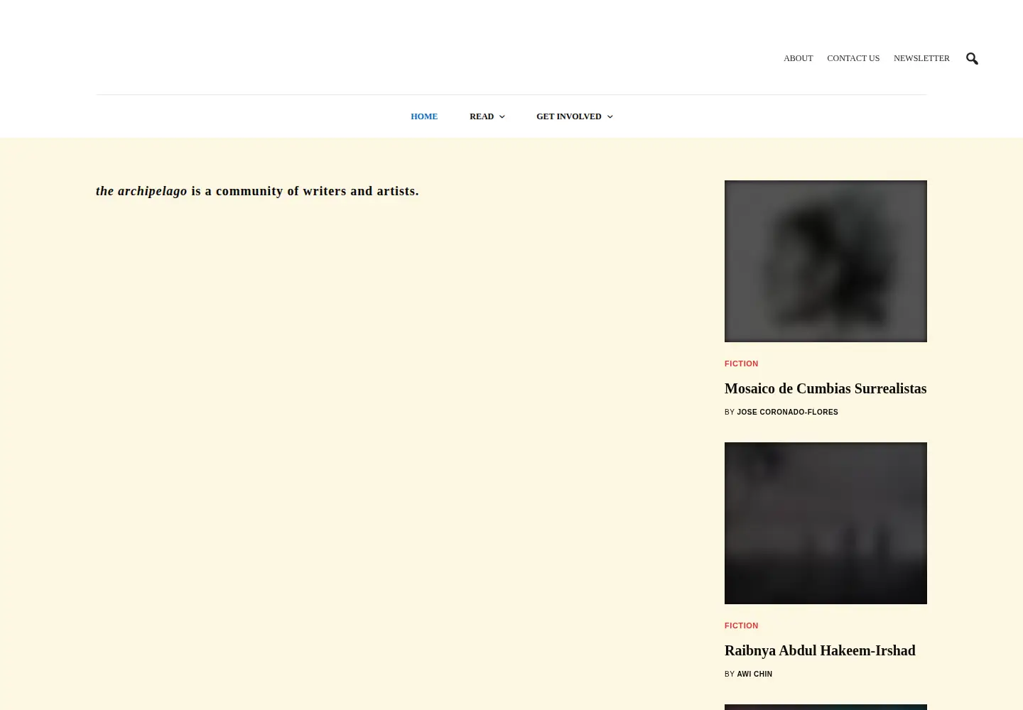 Captured homepage of thearchipelago.org in the current scan
