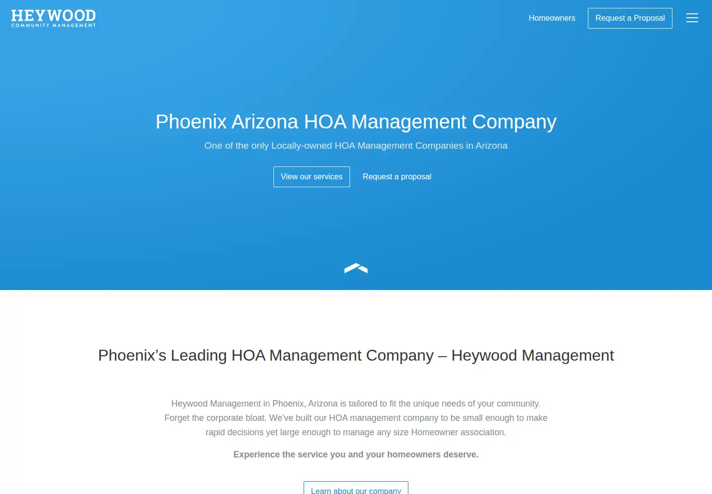 Captured homepage of heywoodmanagement.com in the current scan