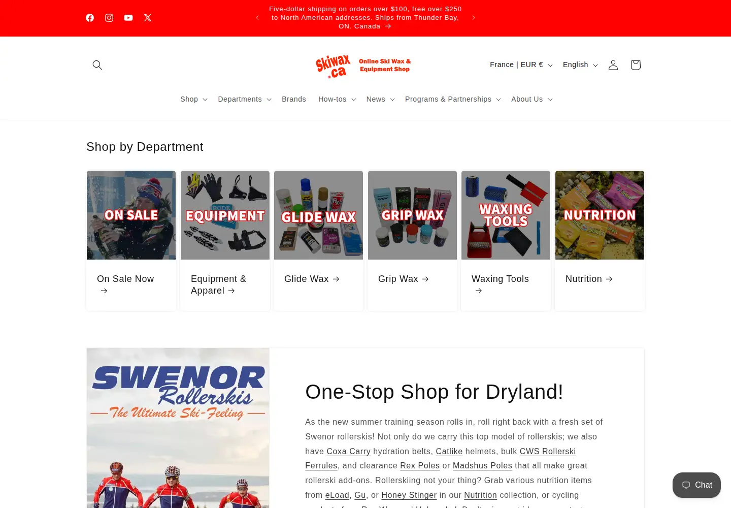 Captured homepage of skiwax.ca in the current scan