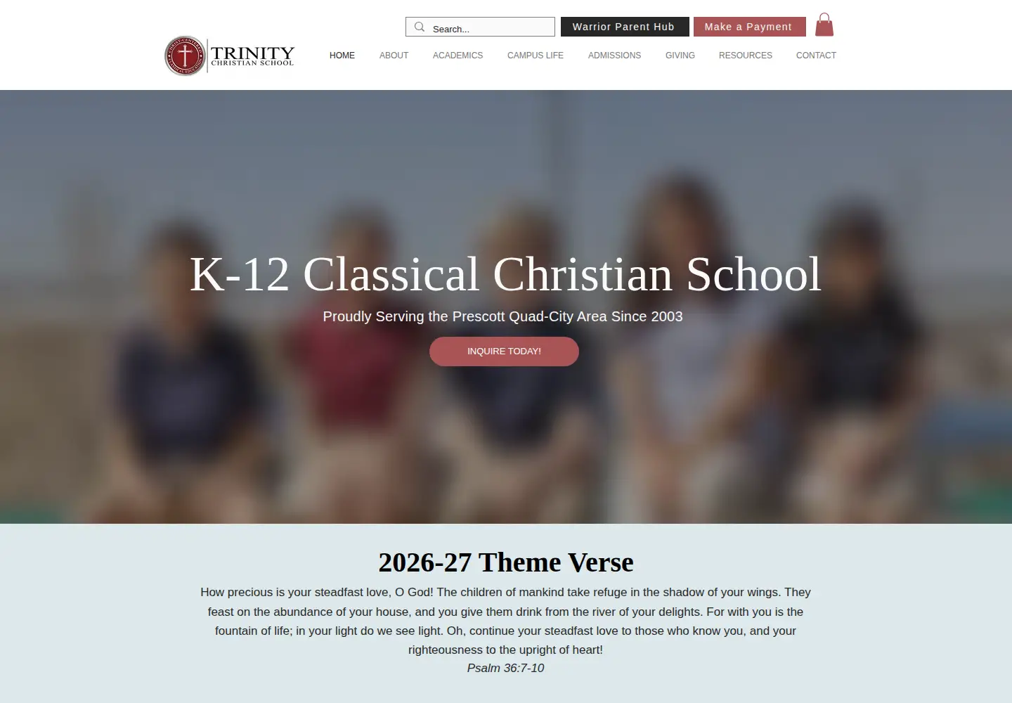 Screenshot of trinitychristianaz.com