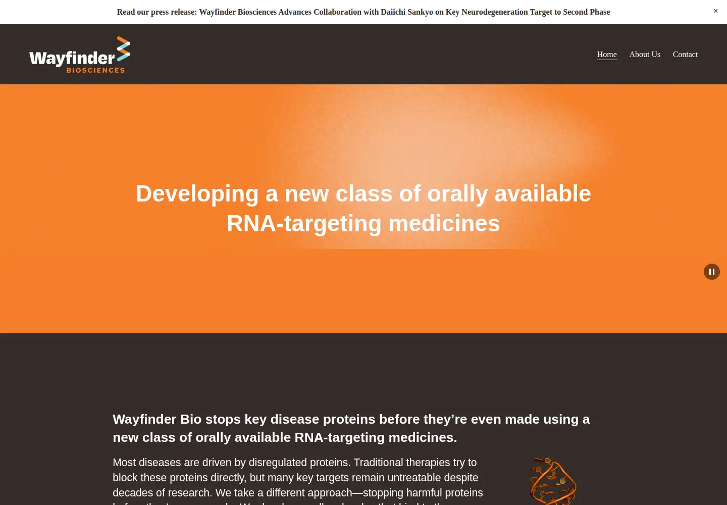 Screenshot of wayfinderbio.com