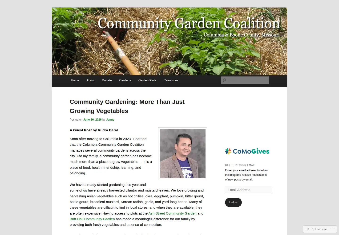 Screenshot of comogardens.org