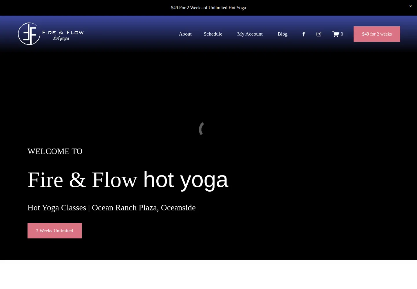 Screenshot of fireandflowhotyoga.com