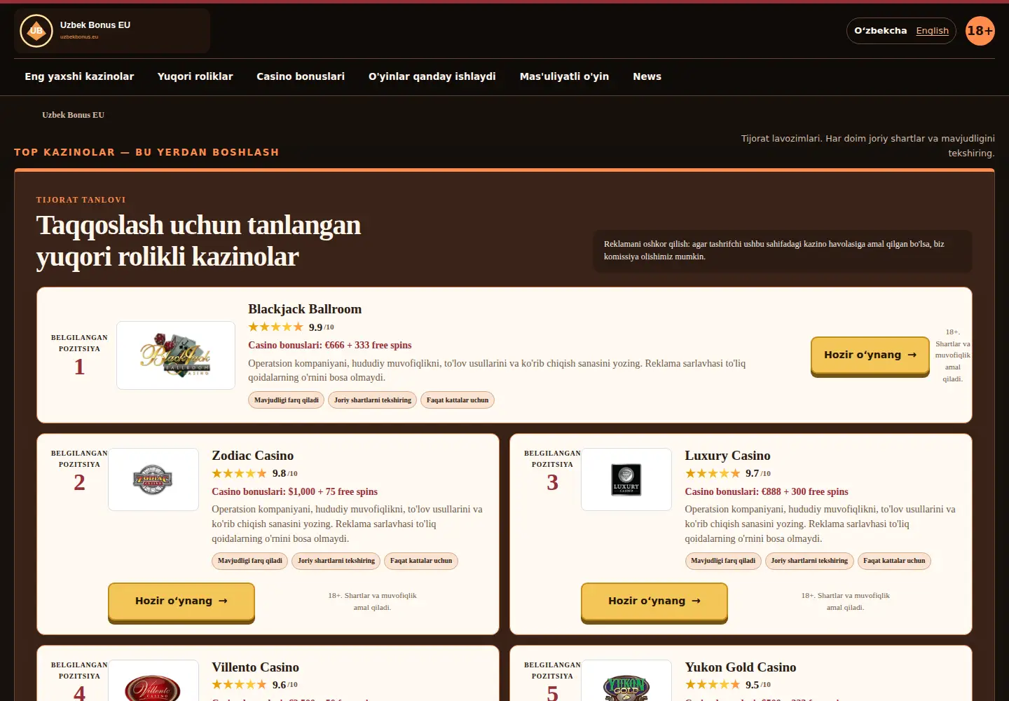 Screenshot of uzbekbonus.eu