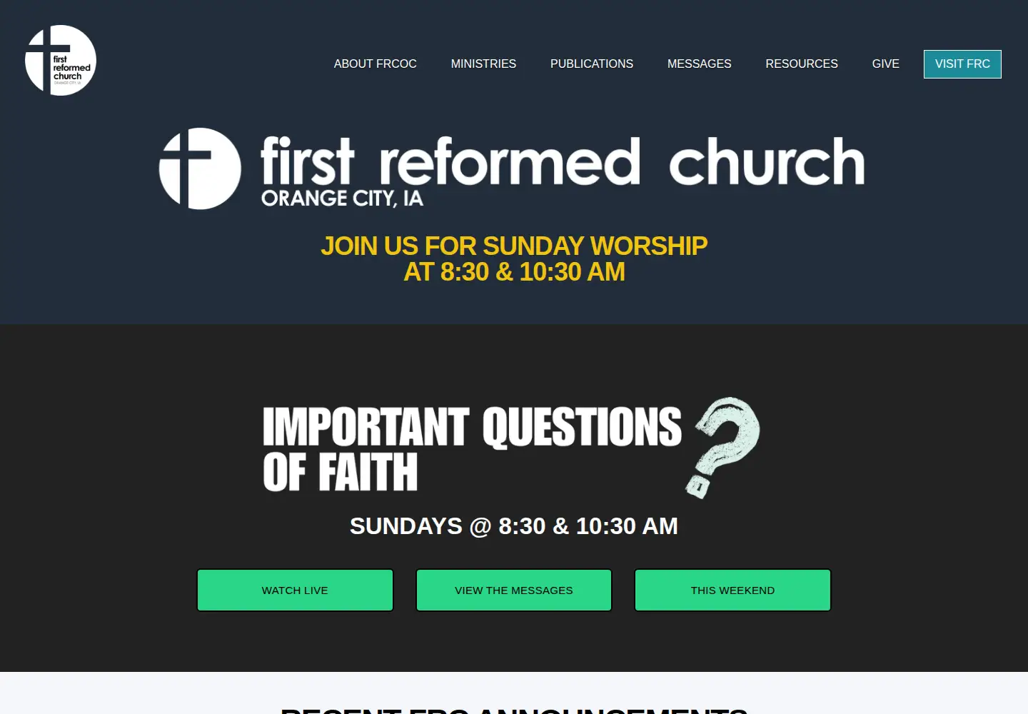 Captured homepage of frcoc.org in the current scan