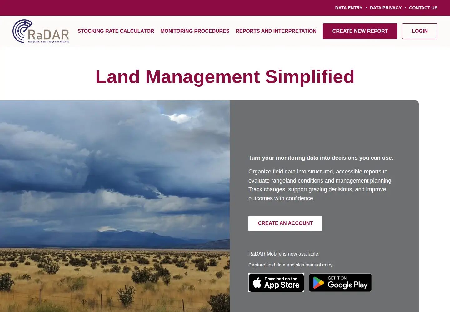 Screenshot of rangelandradar.app