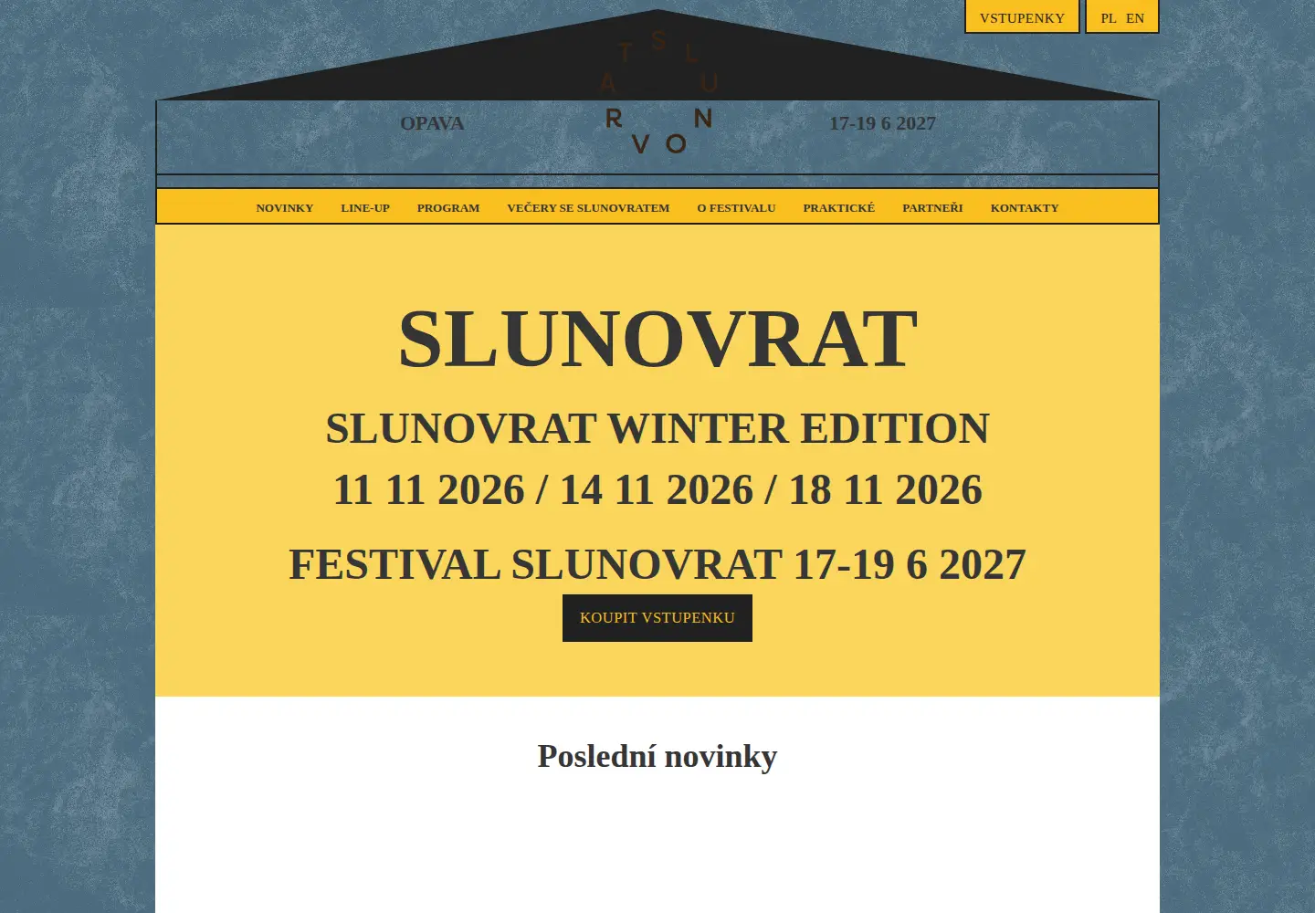 Captured homepage of festivalslunovrat.cz in the current scan