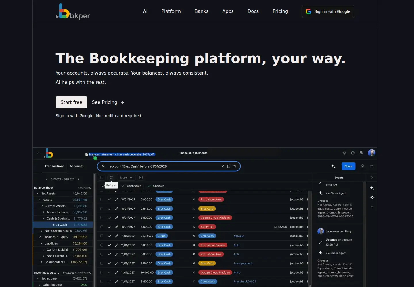 Screenshot of bkper.com