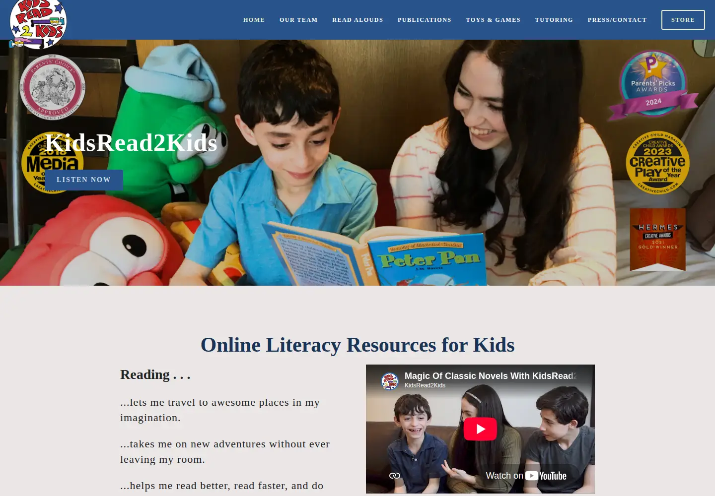 Screenshot of kidsread2kids.com