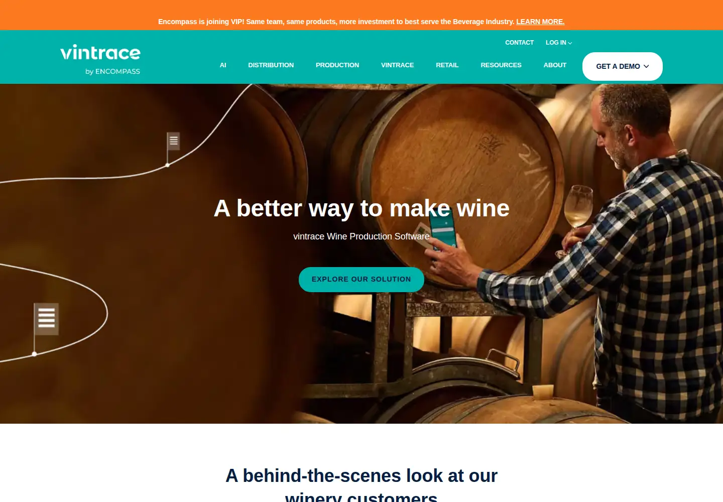 Screenshot of vintrace.com