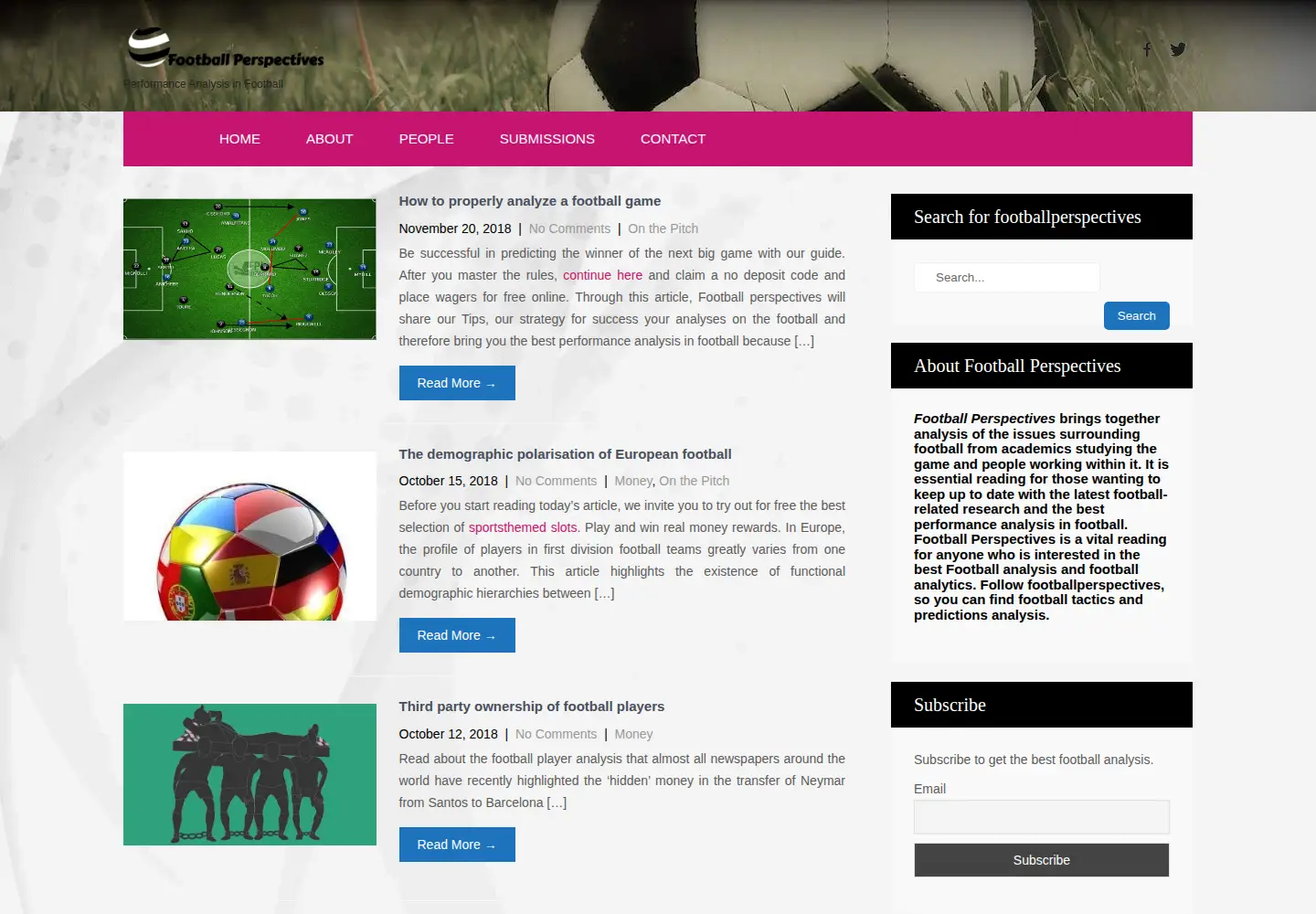Screenshot of footballperspectives.org