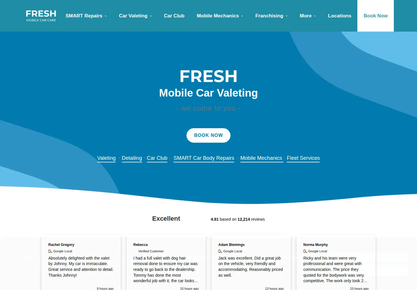 Captured homepage of freshcar.co.uk in the current scan