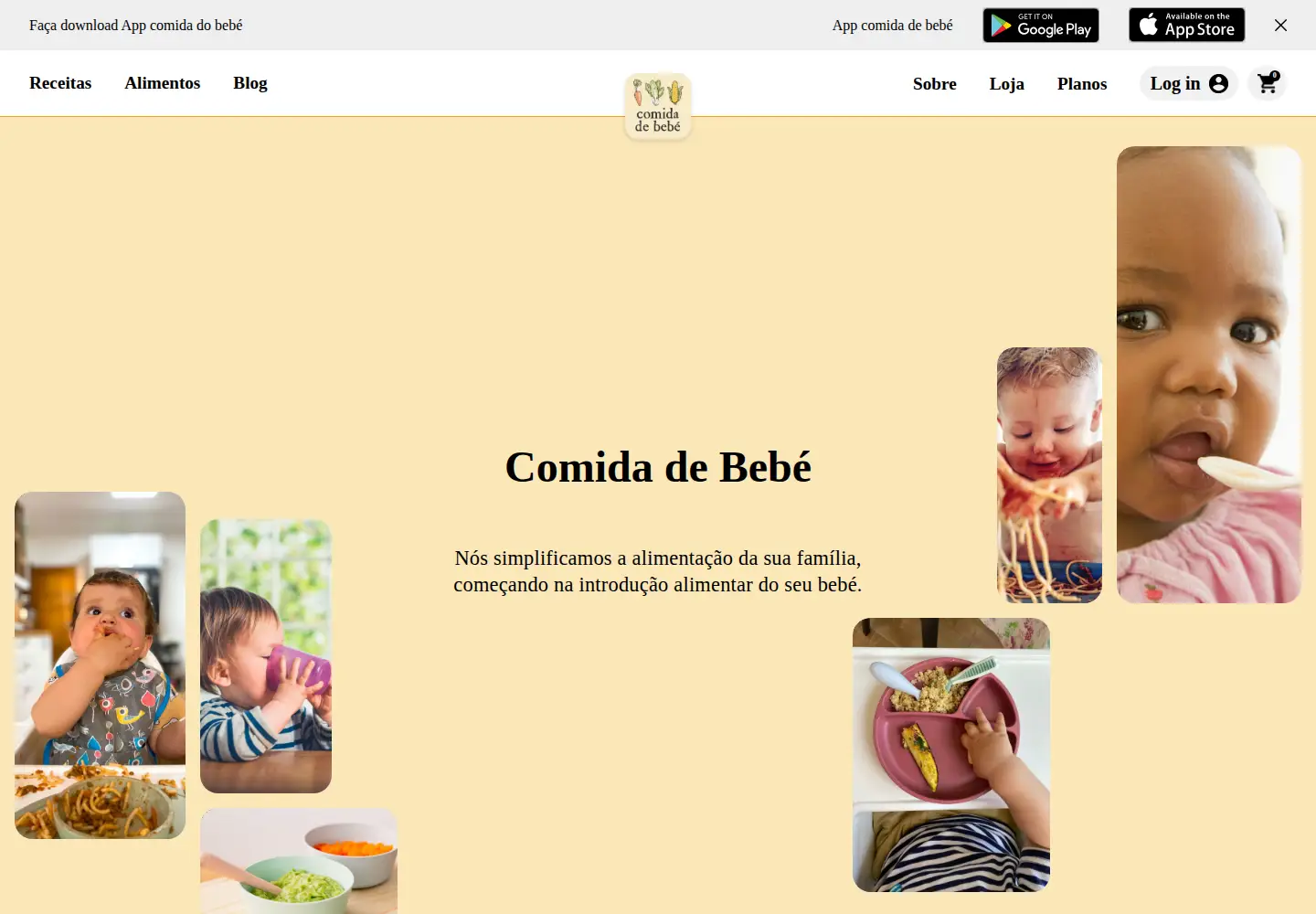 Captured homepage of comidadebebe.pt in the current scan