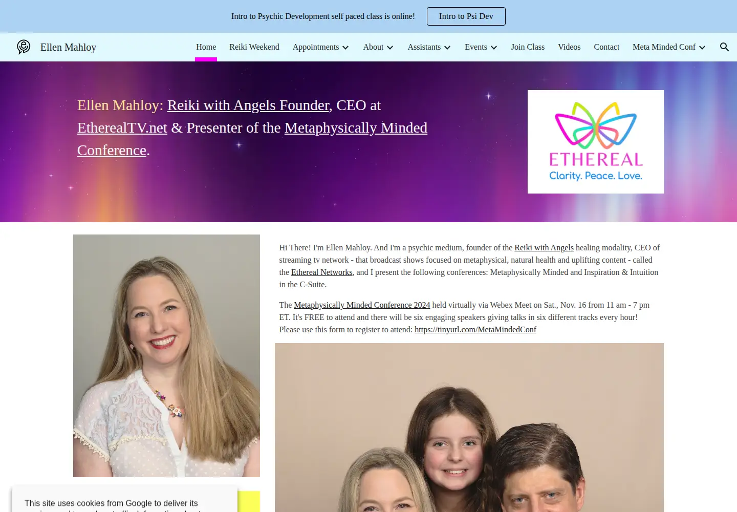 Captured homepage of ellenmahloy.com in the current scan