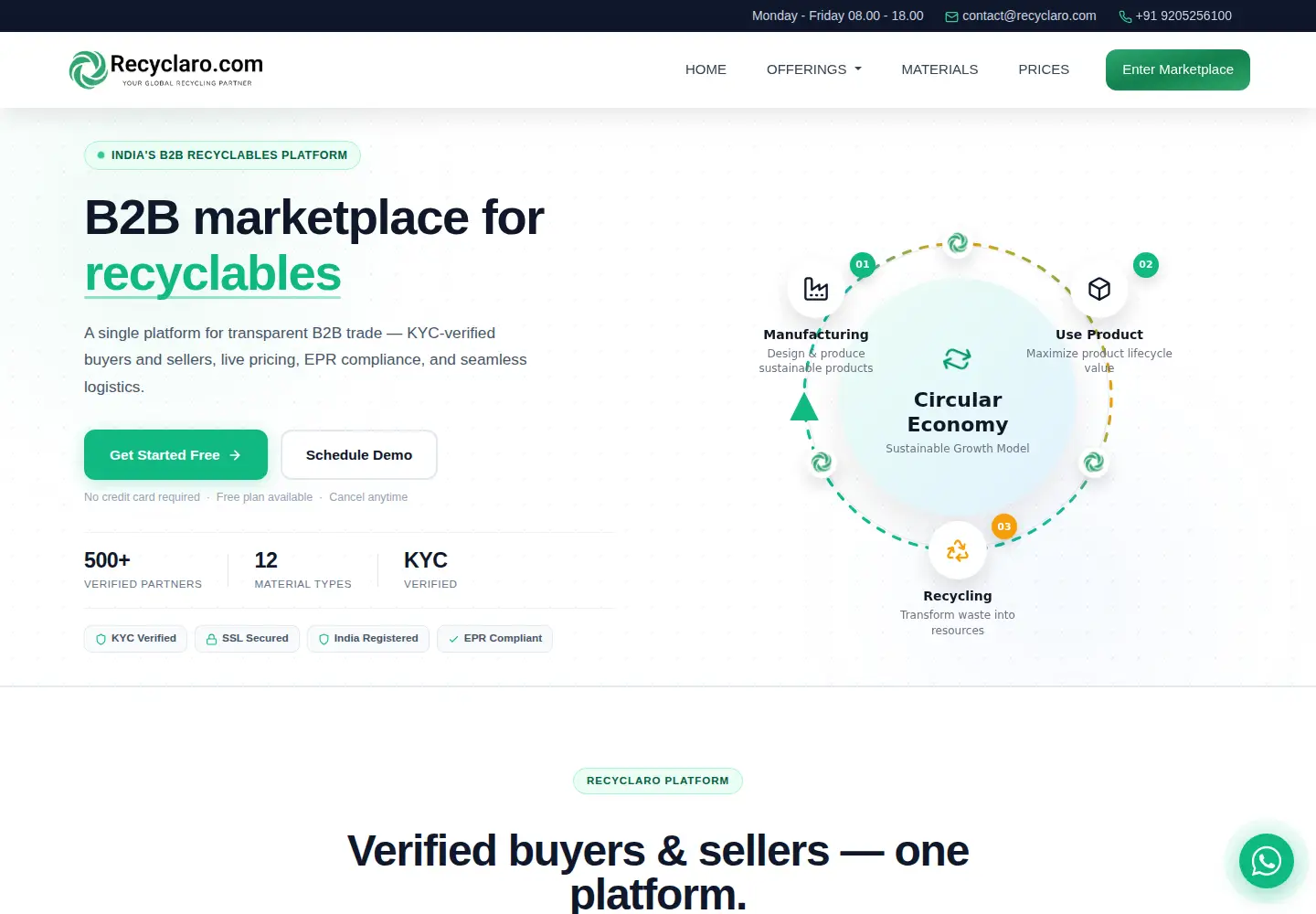 Captured homepage of recyclaro.com in the current scan
