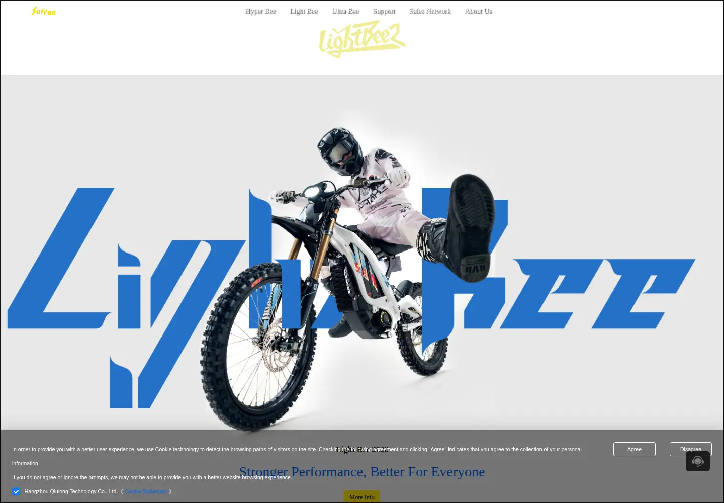 Captured homepage of sur-ron.com in the current scan