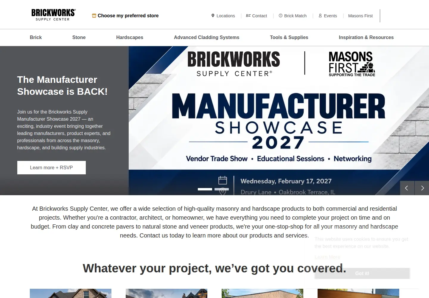 Captured homepage of brickworkssupply.com in the current scan