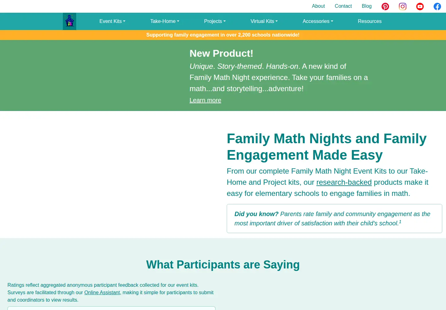 Captured homepage of familymathnight.com in the current scan