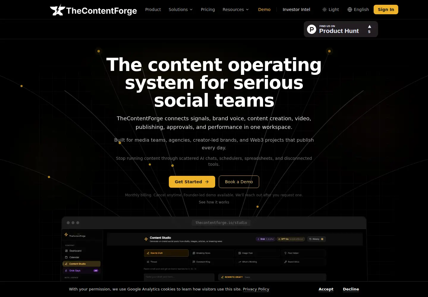 Screenshot of thecontentforge.io
