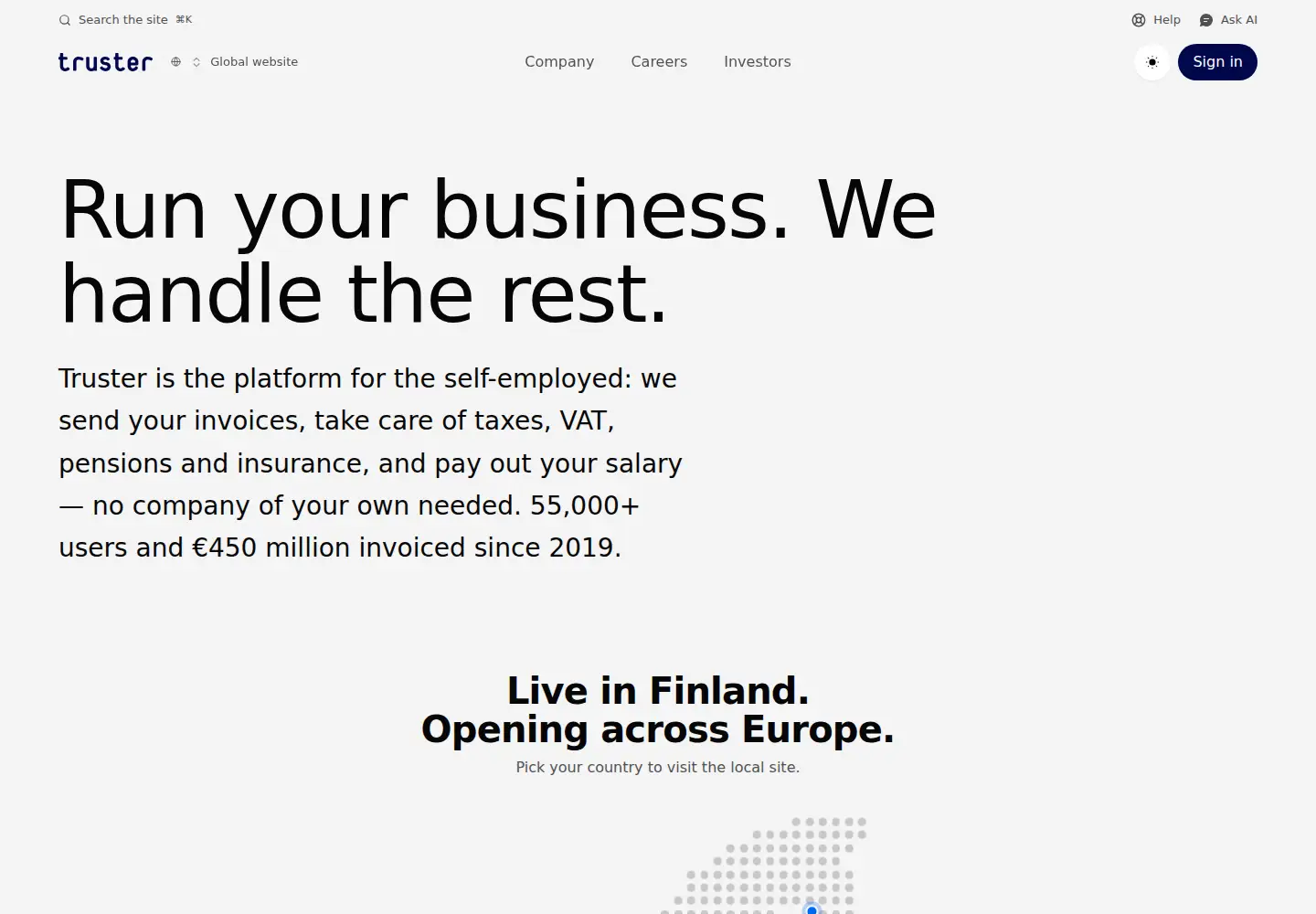 Captured homepage of truster.com in the current scan