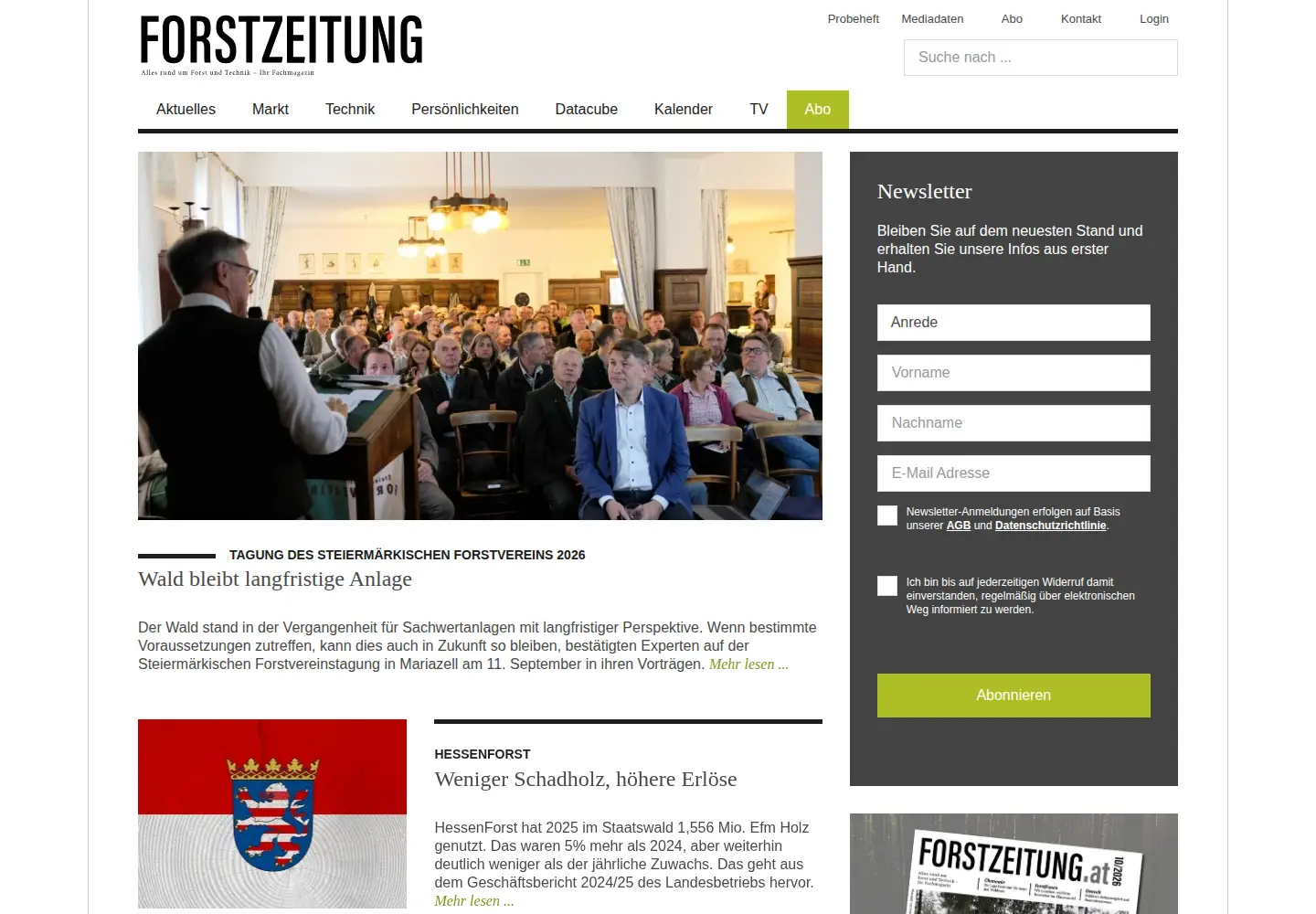 Screenshot of forstzeitung.at