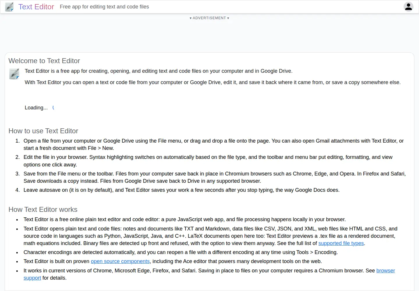 Screenshot of texteditor.co