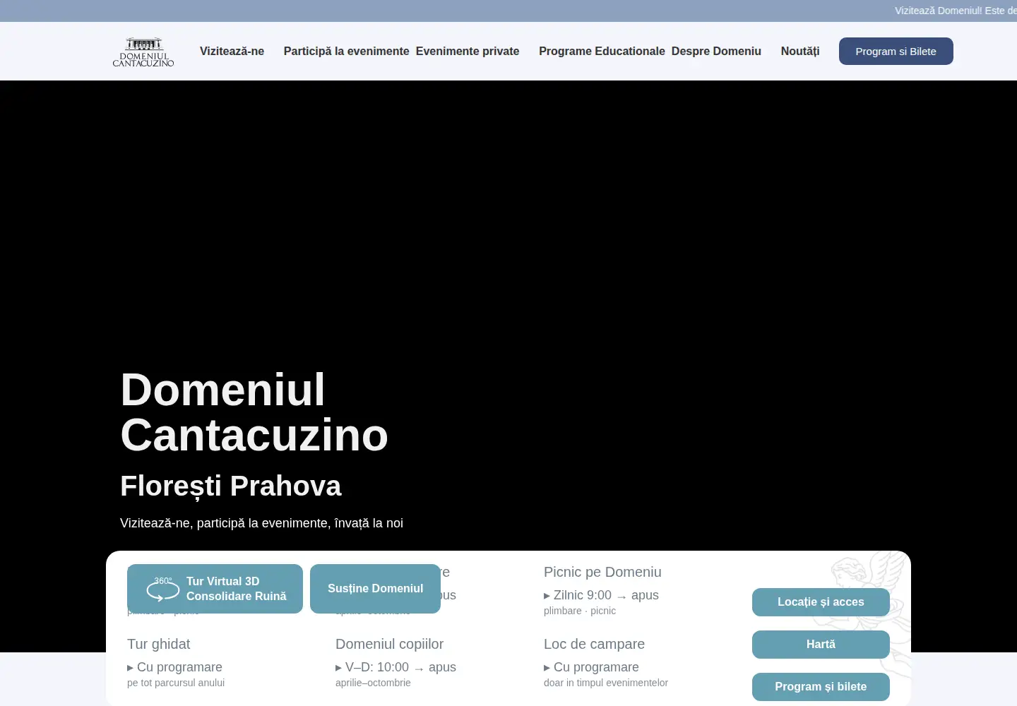 Captured homepage of domeniulcantacuzino.ro in the current scan