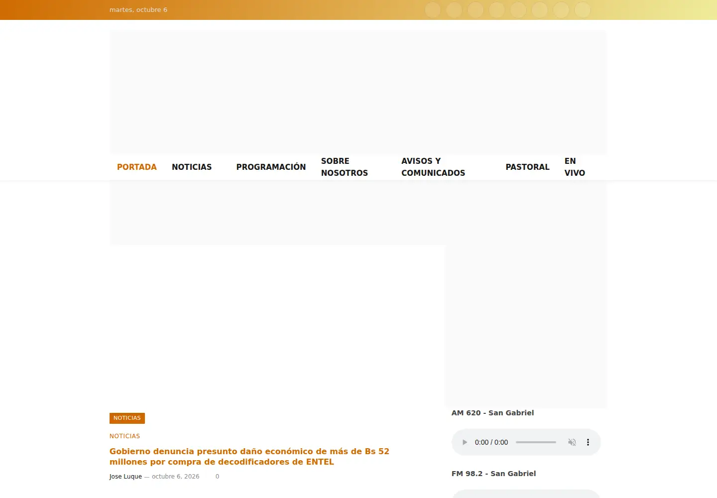Captured homepage of radiosangabriel.org.bo in the current scan