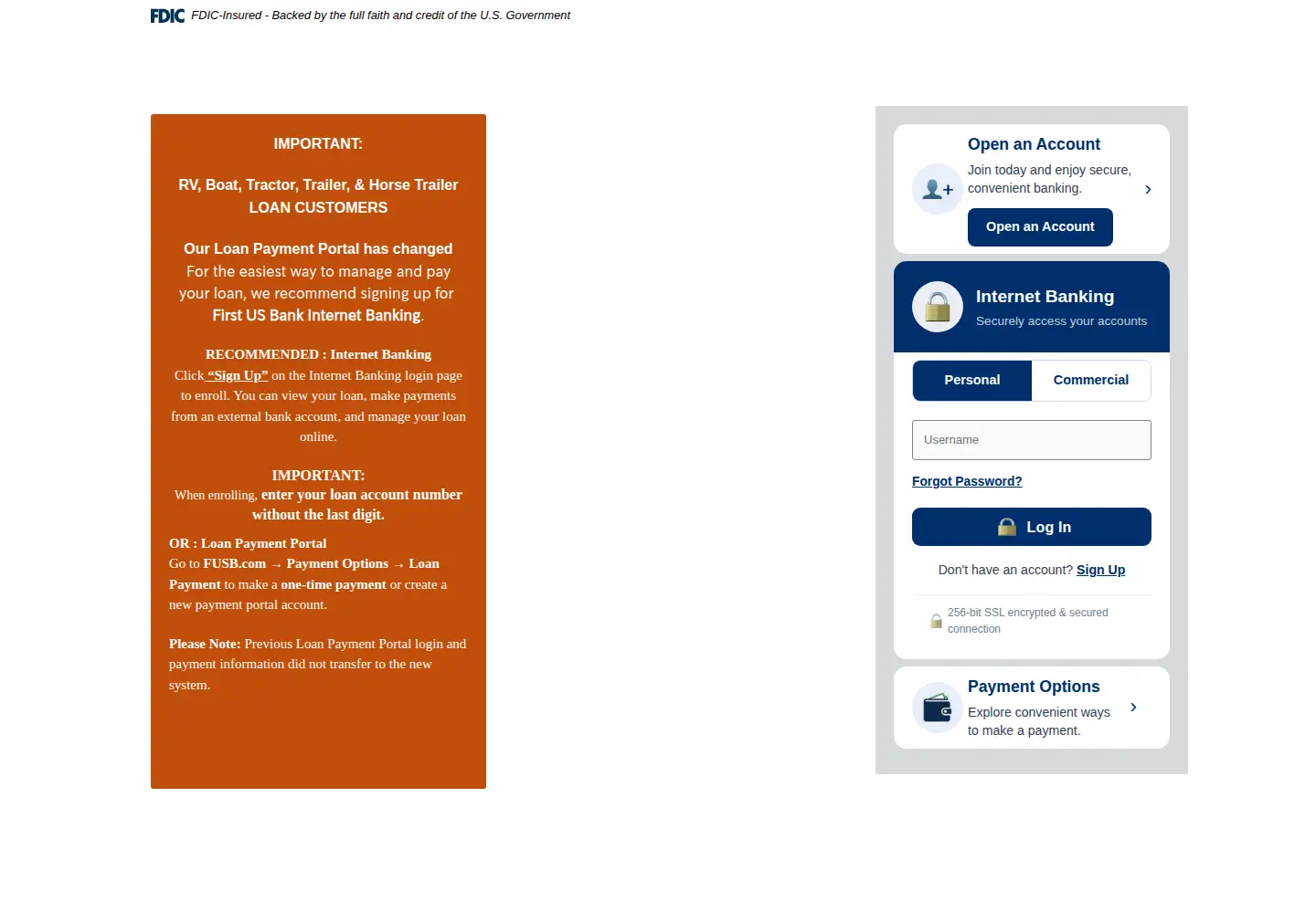 Screenshot of firstusbank.com